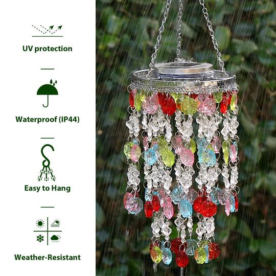 Glitzhome® 18.75" Solar Lit Beaded Wind Chimes, 2ct.